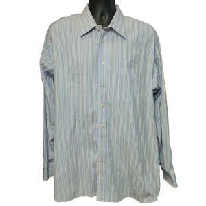 Gitman Bros. Men's Long Sleeve Striped Blue Dress Shirt XL